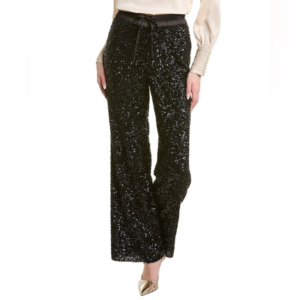 NEW Lafayette 148 sequin wide leg blue pant cocktail glam formal gala celestial